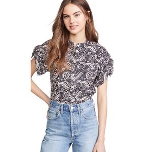 Veronica Beard Sanaa Printed Roll-Sleeve Shirt